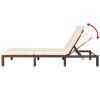 Sun Lounger with Cushion Poly Rattan – Brown