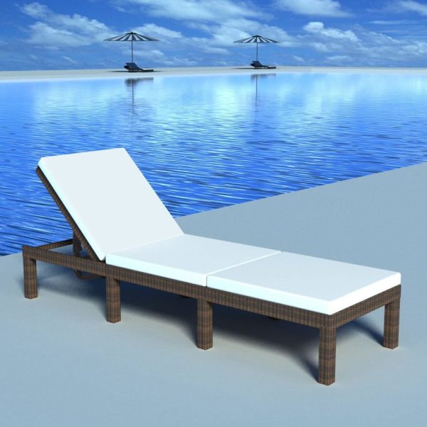 Sun Lounger with Cushion Poly Rattan