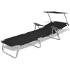 Sun Lounger with Canopy Steel – Black