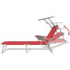 Sun Lounger with Canopy Steel – Red