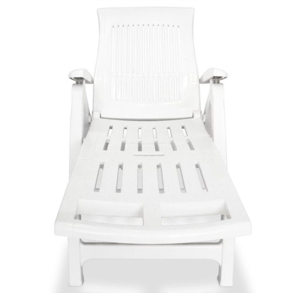 Sun Lounger with Footrest Plastic – White