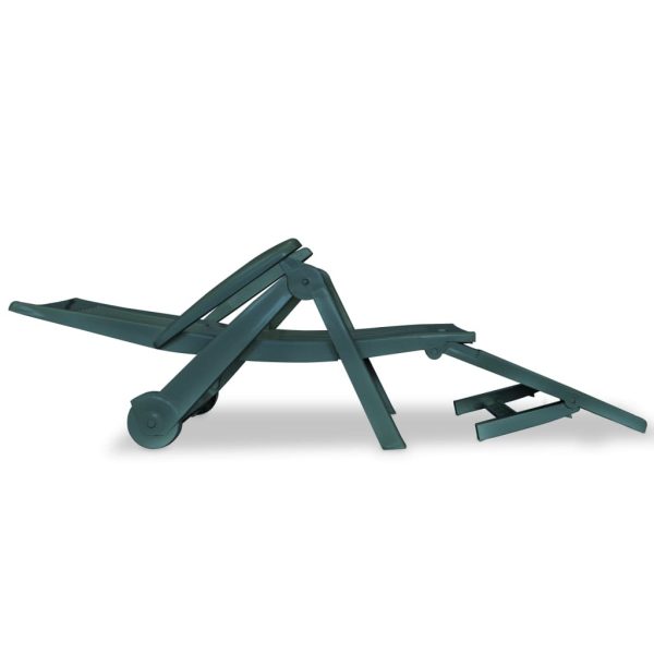 Sun Lounger with Footrest Plastic – Green