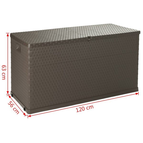 Garden Storage Box 120x56x63 cm PP Rattan – Brown