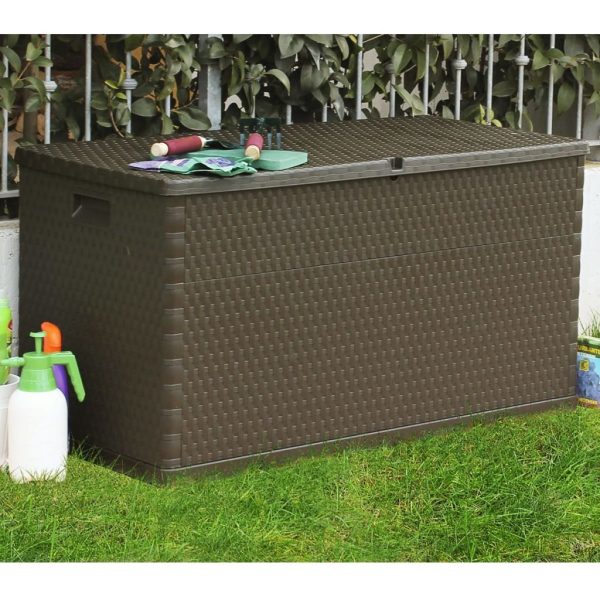 Garden Storage Box 120x56x63 cm PP Rattan – Brown