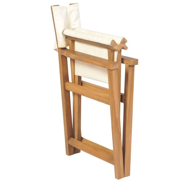 Folding Director’s Chair Solid Teak Wood – Cream