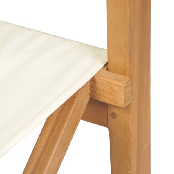 Folding Director’s Chair Solid Teak Wood – Cream
