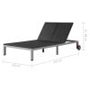 Double Sun Lounger with Wheels Poly Rattan – Black