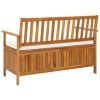 Garden Storage Bench Solid Acacia Wood – 120x63x84 cm, Brown and White