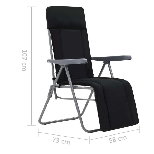 Folding Garden Chairs with Cushions 2 pcs – Black