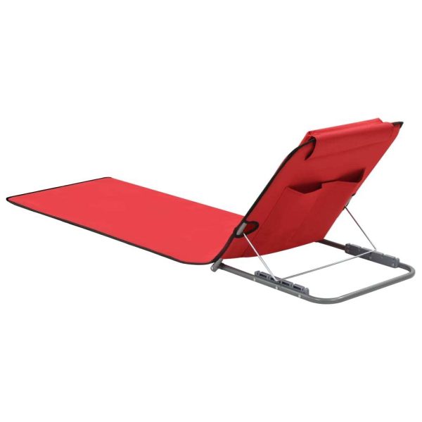 Folding Beach Mats 2 pcs Steel and Fabric – Red