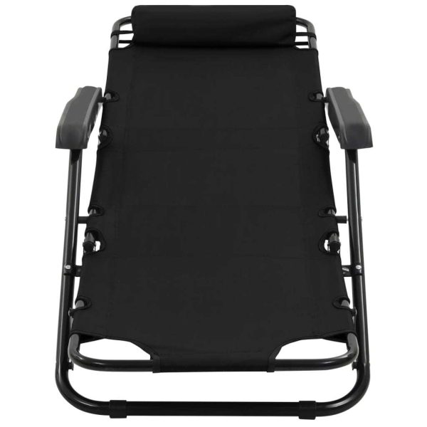 Folding Sun Loungers 2 pcs with Footrests Steel – Black