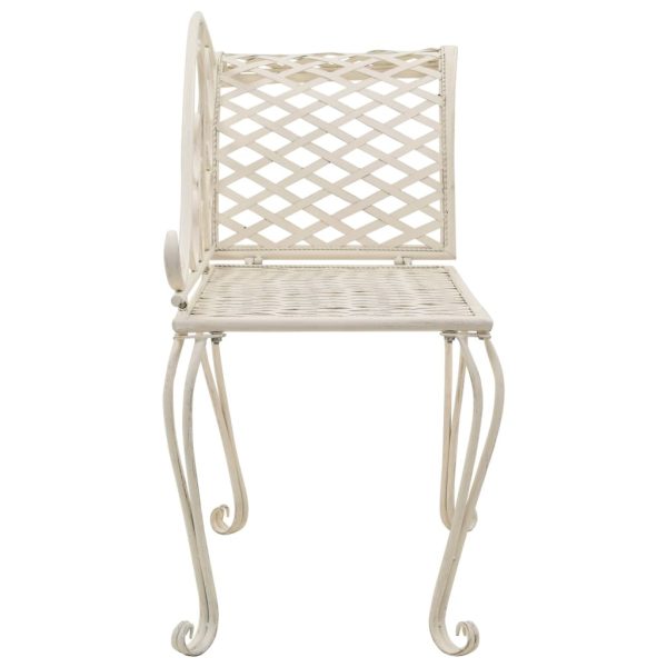 Garden Chaise Lounge 128 cm Steel Antique – White