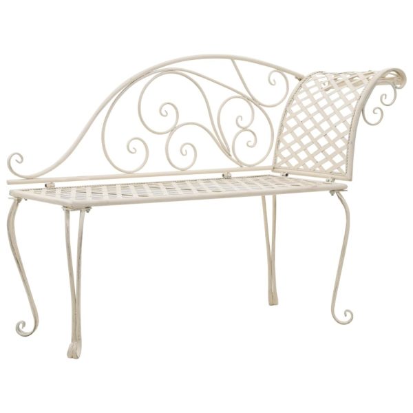 Garden Chaise Lounge 128 cm Steel Antique – White
