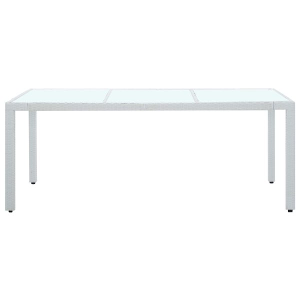 Garden Table Poly Rattan – 190x90x75 cm, White