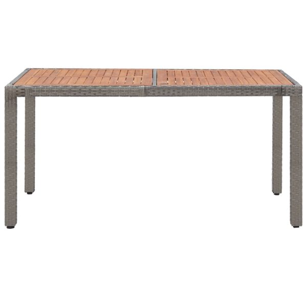 Garden Table Grey Poly Rattan and Solid Acacia Wood
