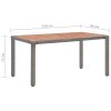 Garden Table Grey Poly Rattan and Solid Acacia Wood – 150x90x75 cm