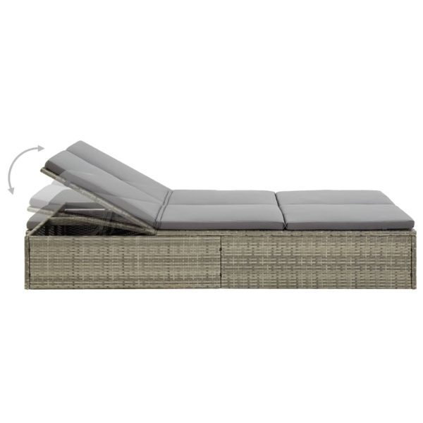 Convertible Sun Bed with Cushion Poly Rattan – Grey