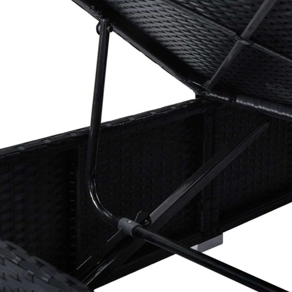 Sun Lounger with Canopy and Cushion Poly Rattan – Black