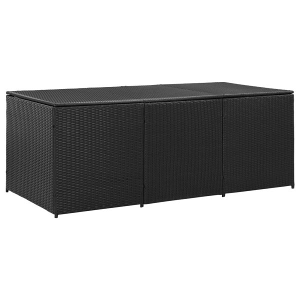 Garden Storage Box Poly Rattan – 180x90x75 cm, Black
