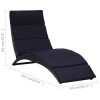 Folding Sun Lounger with Cushion Poly Rattan – Black