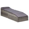 Sunbed with Cushion Poly Rattan – Grey