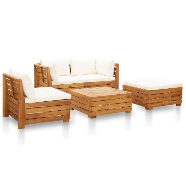 6 Piece Garden Lounge Set with Cushions Acacia Wood