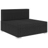 Sectional 1 pc with Cushions Poly Rattan – Black, Middle Sofa