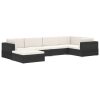 Sectional 1 pc with Cushions Poly Rattan – Black, Middle Sofa