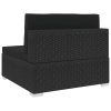 Sectional 1 pc with Cushions Poly Rattan – Black, Middle Sofa