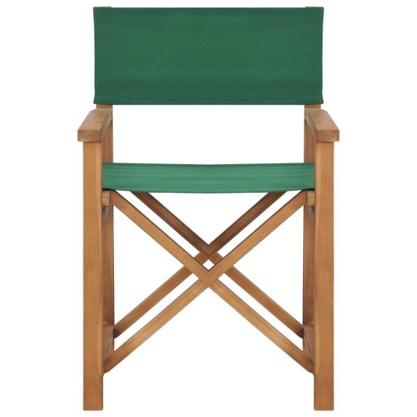 Folding Director’s Chair Solid Teak Wood – Green