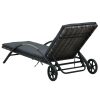 Sun Lounger with Cushion & Wheels Poly Rattan – Anthracite