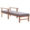 Sun Lounger Poly Rattan and Solid Acacia Wood – Grey