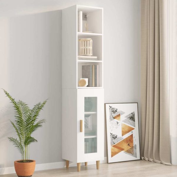 Wall Cabinet 34.5×32.5×90 cm Engineered Wood – White