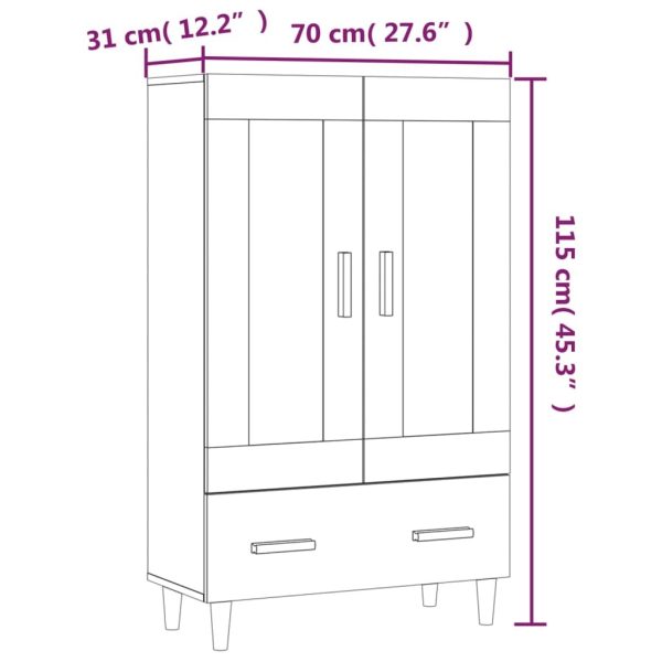 Highboard 70x31x115 cm Engineered Wood – High Gloss White