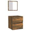 Bathroom Cabinet with Mirror Engineered Wood – Smoked Oak