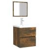 Bathroom Cabinet with Mirror Engineered Wood – Smoked Oak