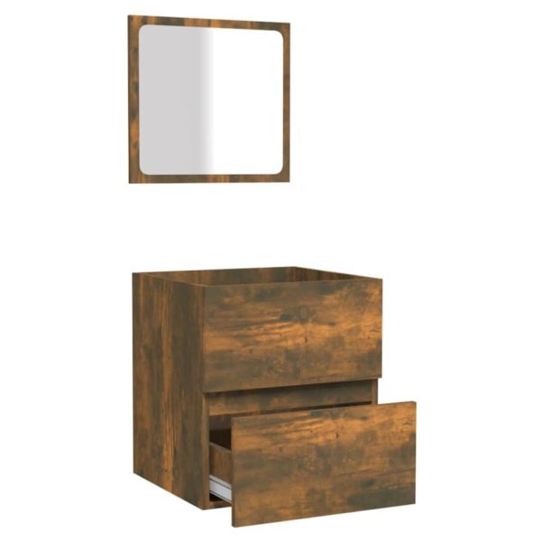 Bathroom Cabinet with Mirror Engineered Wood – Smoked Oak