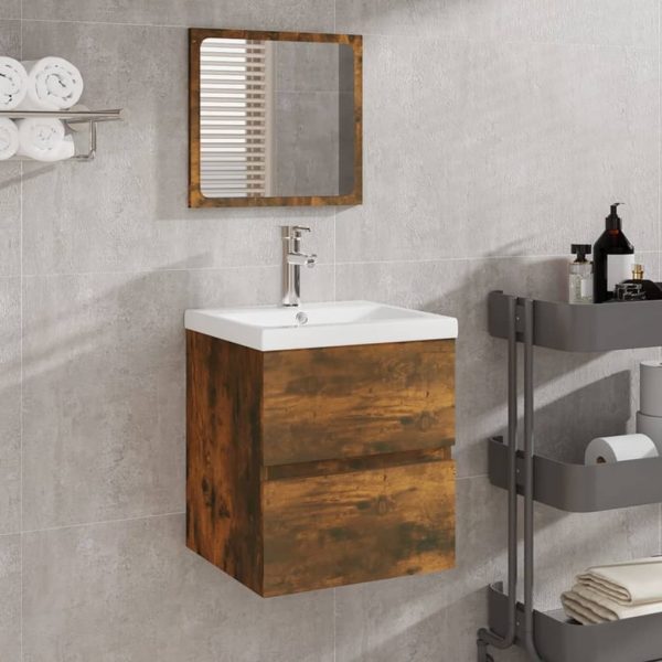 Bathroom Cabinet with Mirror Engineered Wood