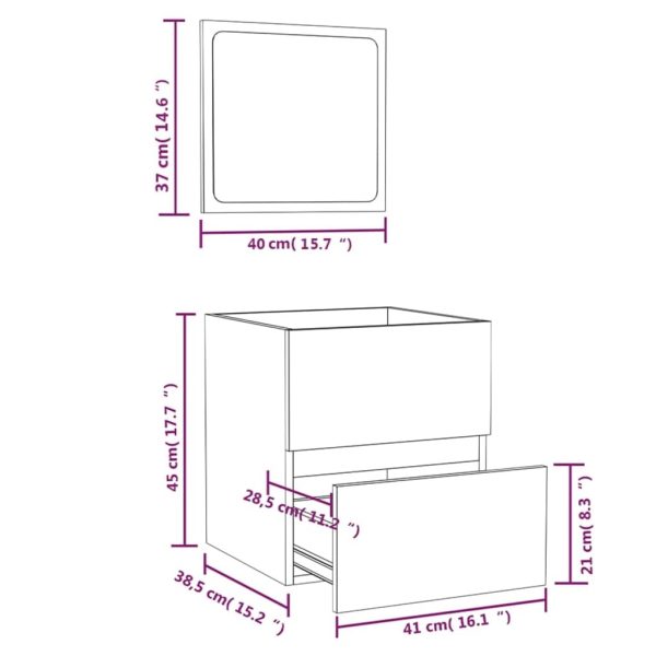 Bathroom Cabinet with Mirror Engineered Wood – Smoked Oak