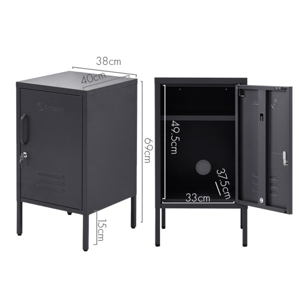 Metal Locker Storage Shelf Filing Cabinet Cupboard Bedside Table – Black