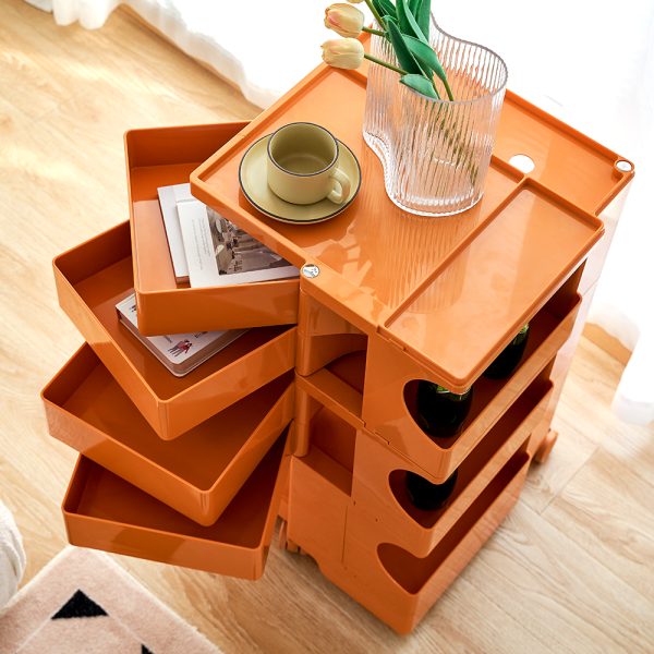 Horley Bedside Table Side Tables Nightstand Organizer Replica Boby Trolley 5Tier – Orange