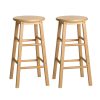 Set of 2 Beech Wood Backless Bar Stools – Natural