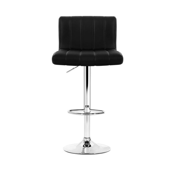 Line Style PU Leather Bar Stools – Black – 2