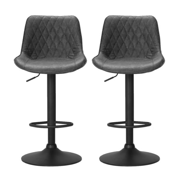 Set of 2 Bar Stools Kitchen Stool Chairs Metal Barstool Dining Chair Rushal – Black