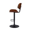 Bar Stool Gas Lift Wooden PU Leather – Black and Wood – 1