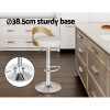 Set of 2 Bar Stools Kitchen Gas Lift Wooden Stool Metal Barstools Swivel – White