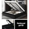 Antonio Bed Frame Fabric Gas Lift Storage – QUEEN, Black