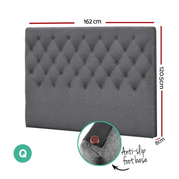Bed Head Headboard Bedhead Fabric Frame Base CAPPI – QUEEN, Grey