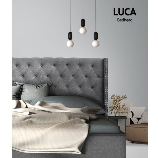 Bed Head Headboard Bedhead Fabric Frame Base Grey LUCA – KING