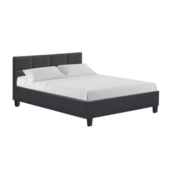 Clare Tino Bed Frame Fabric – DOUBLE, Charcoal